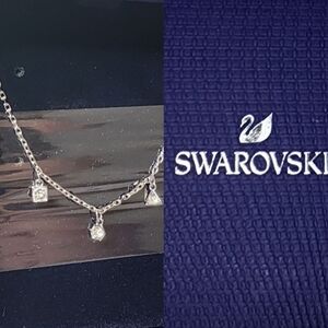 NIB! Swarovski Simple Charm Necklace, Rhodium Plated Crystal